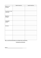 Comparing North and South America Worksheet | Teaching Resources