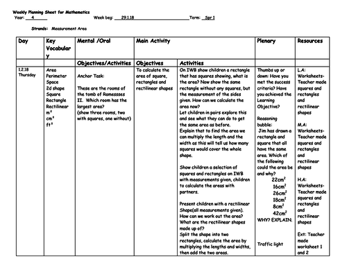 Area lesson plan and worksheets | Teaching Resources