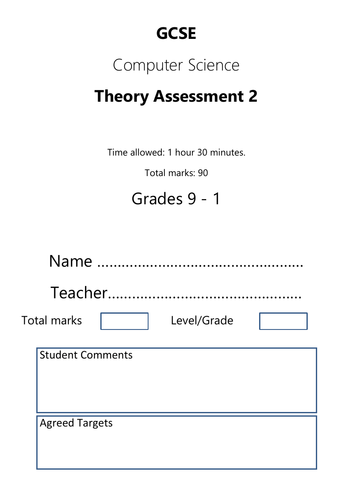 GCSE Computer Science Overall Assessment End of Year 10 Theory Assessment 2 AQA