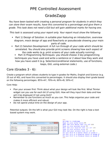 GCSE Computer Science Programming Project / Assessment - Grade Calculator App