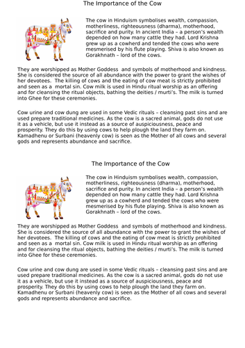 The Importance of the Cow | Teaching Resources