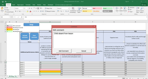 Writing formative assessment tracker | Teaching Resources