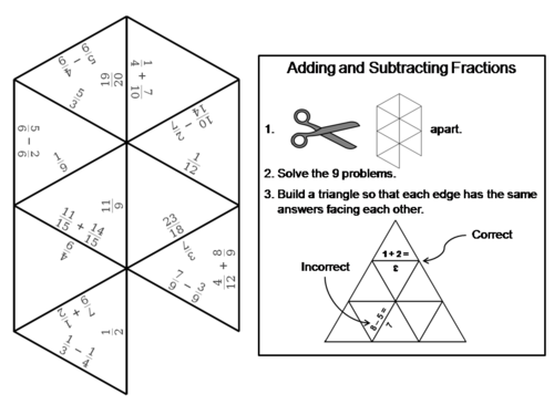 Adding and Subtracting Fractions Game: Math Tarsia Puzzle