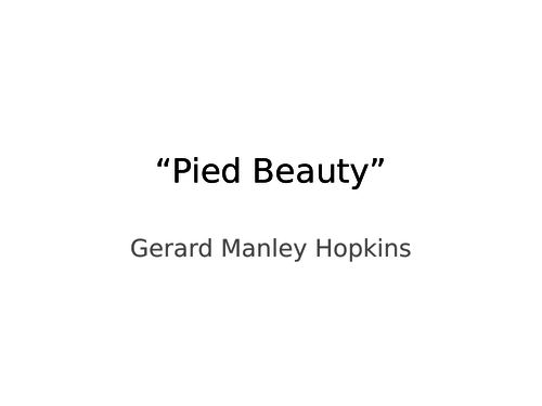 Gerard Manley Hopkins. "Pied Beauty". Summary and analysis.
