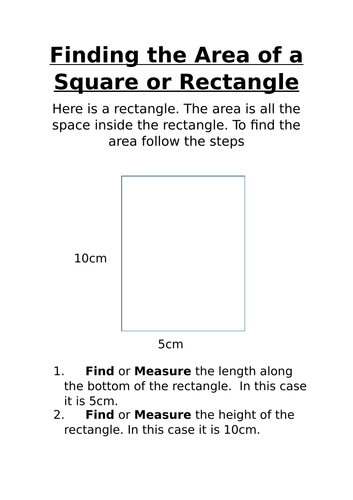 Finding the area of a rectangle | Teaching Resources