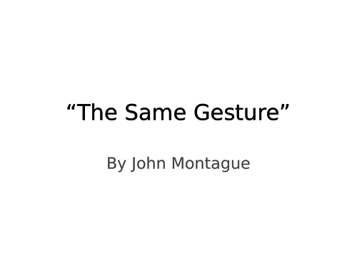 John Montague. Summary and analysis of 6 poems. | Teaching Resources