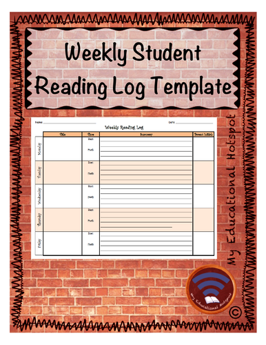 Weekly Student Reading Log Template | Teaching Resources