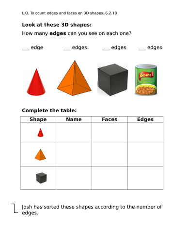 describing properties of 3 d shapes year 2 set of worksheets for 3 lessons differentiated 2 ways teaching resources