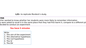 New GCSE Psychology - MURDOCK study ( serial position curve) | Teaching ...