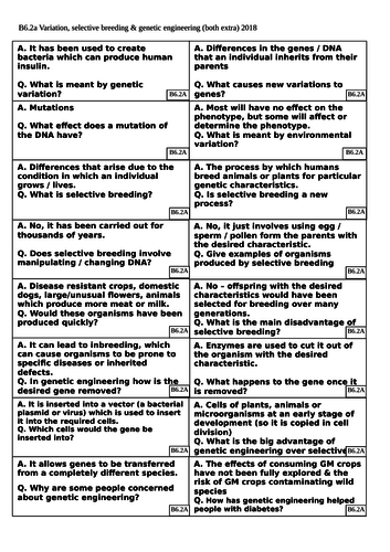 Revision card sorts for AQA 9-1 GCSE Biology / Combined – B6.2 - Variation & evolution