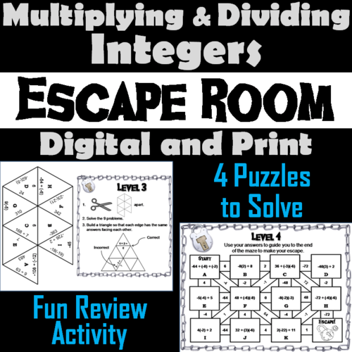 Multiplying and Dividing Integers Escape Room