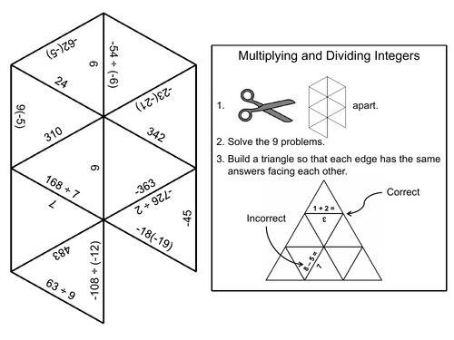 Multiplying And Dividing Integers Game Math Tarsia Puzzle Teaching Resources