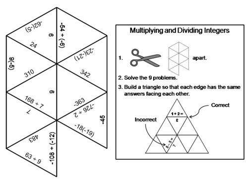 Multiplying and Dividing Integers Game: Math Tarsia Puzzle