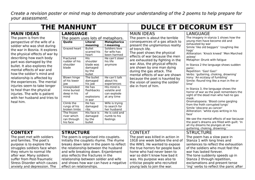 how-to-compare-dulce-et-decorum-est-and-the-manhunt-for-eduqas-9-1