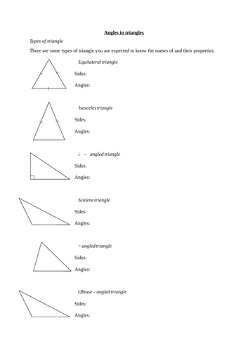 Angles in triangles worksheet (new GCSE 9-1 maths) | Teaching Resources