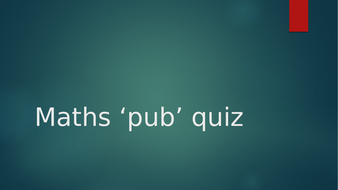 Maths Pub Quiz | Teaching Resources