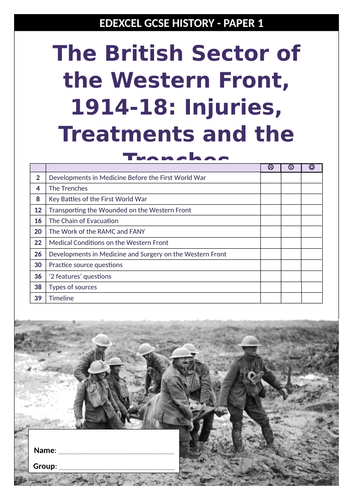 Edexcel GCSE 9-1 History: Medicine on the Western Front revision workbook