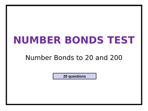 Number Bonds to 20 and 200 TEST