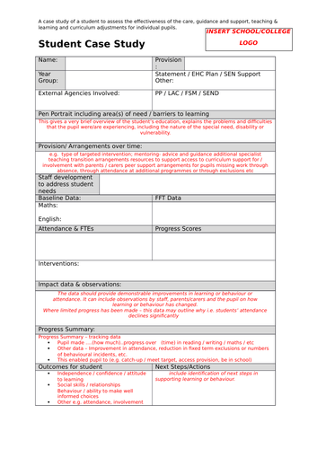 case study format for special child