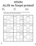 French verb aller present tense sudoku games - Le verbe aller au temps ...
