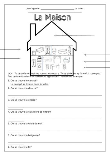 French - La Maison - Worksheets | Teaching Resources