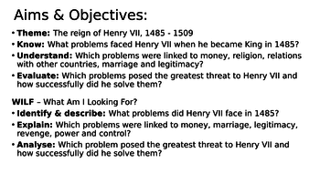 Worksheet & Card Sort: How did Henry VII solve his problems? | Teaching