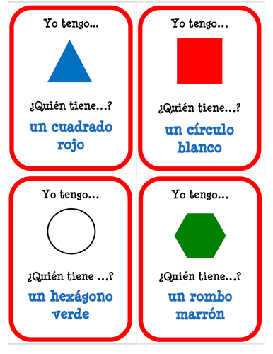 Las formas y los colores - ¿Quién tiene? - Card Game