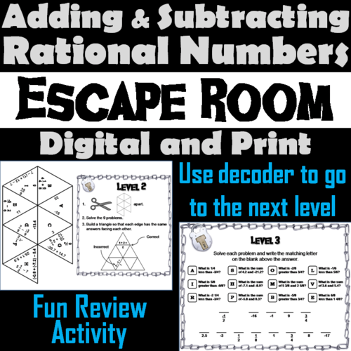 Adding and Subtracting Rational Numbers Escape Room