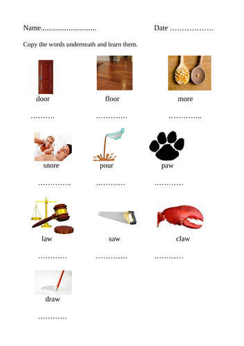 First spellings lists with pictures. | Teaching Resources