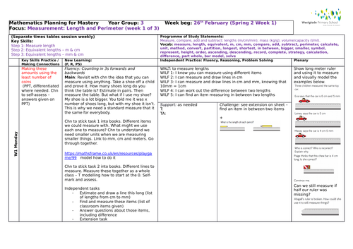 White Rose Year 3 - Spring Block 4 Length and Perimeter Week 1 (of  3) incl resources