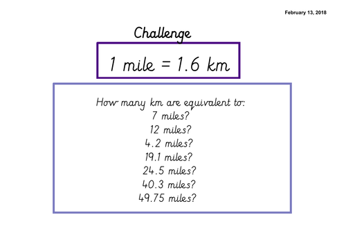 Year 5 Converting km m and miles km Teaching Resources