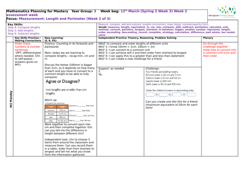 White Rose Year 3 - Spring Block 4 Length and Perimeter Week 2 (of 3) incl resources