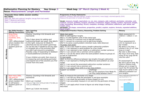 White Rose Year 3 - Spring Block 4 Length and Perimeter Week 3 (of 3) incl resources
