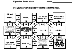 Equivalent Ratios Game: Math Maze | Teaching Resources