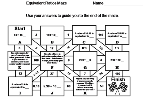 Equivalent Ratios Game: Math Maze