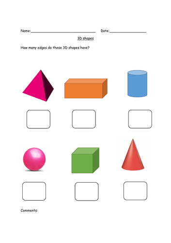 3D shape properties- faces, vertices and edges SEN, Early Years