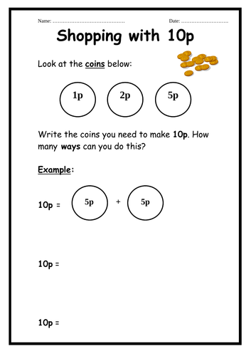 Money: Shopping with 10p, 20p, 50p and £1.00