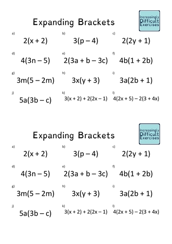 Increasingly Difficult Questions Expanding Brackets Teaching Resources