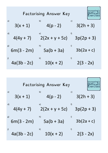 Increasingly Difficult Questions Factorising Teaching Resources