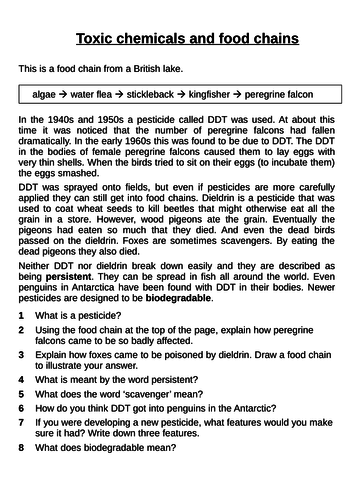 7De Pesticides and Effects of DDT homework