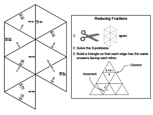 Reducing Fractions Game: Math Tarsia Puzzle