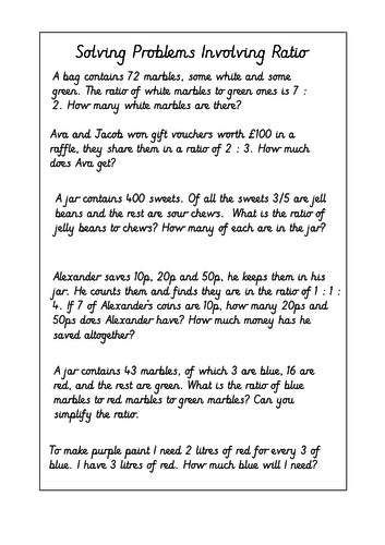 ratio problem solving grade 9