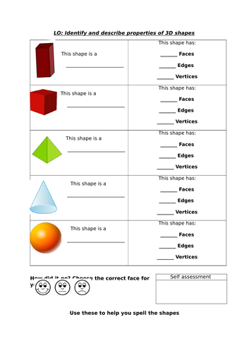 identify and describe properties of 3d shapes teaching