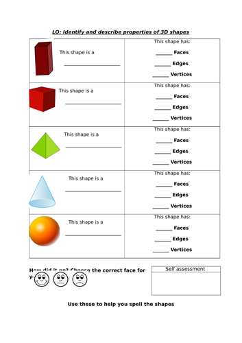 Describe 3d Shapes Year 3