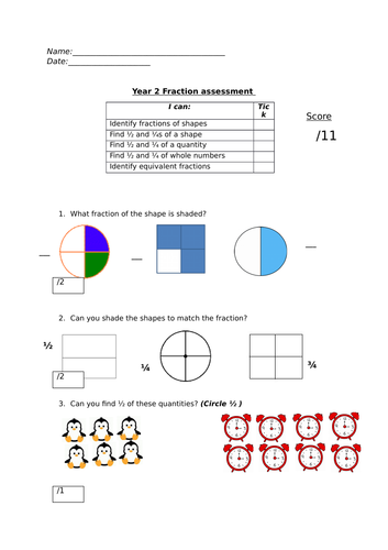 year-2-fractions-assessment-teaching-resources