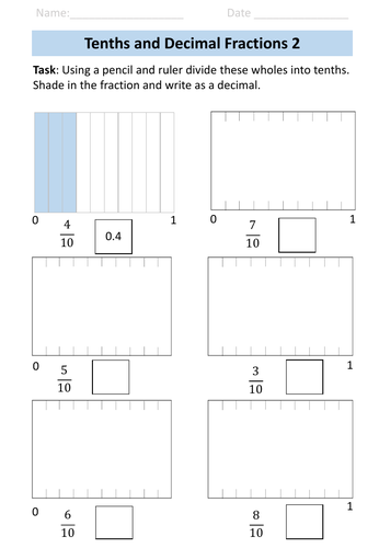 Fractions: Year 3 - Tenths Worksheets | Teaching Resources