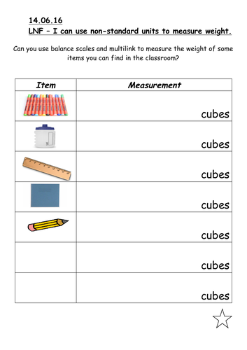 Non-standard units - Weight