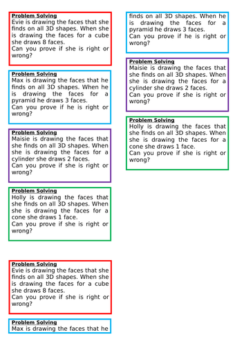 Counting faces on 3D shapes, Spring Block 3, Year 2