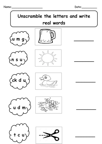 Phonics Phase 2 Unscramble the letters 2 | Teaching Resources