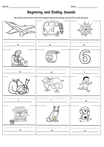 beginning and ending sounds teaching resources